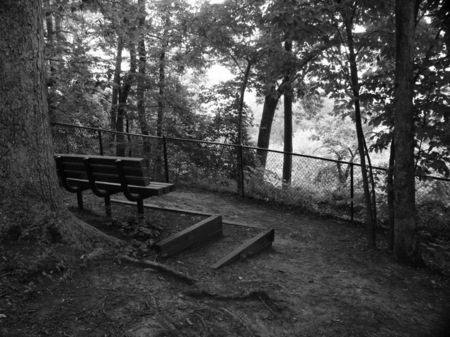 Bench at the site of a Civil War battle in Virginia.
