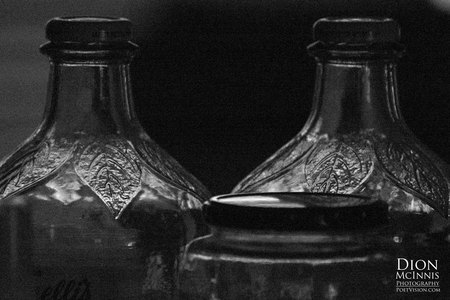 March 20, 2015:  The light caught my eye and the bottles caught my imagination.  I bet they would be great to hold moonshine...if I had a still.  Still....life.