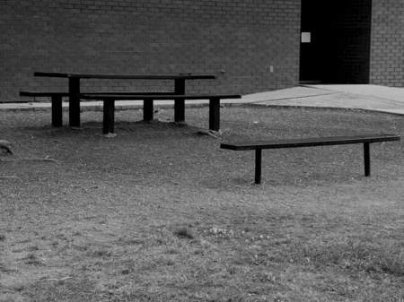 School benches.