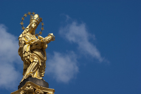 Holy Mother statue in  Plzen Czech Republic near St. Bartholomew's.