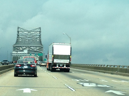 August 17, 2015:  Heading home, crossing the Mississippi.  I've always admired bridges...from a distance.  Passing over is a passage...returning to home, or heading to my roots, depending whether heading West or East, respectively.  This is also the river that took my friend Brian 40 years ago this summer.  Still...life.