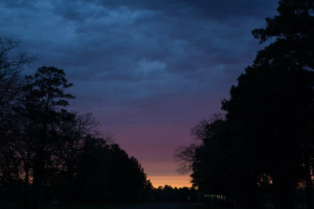 March 15  The layers of colors reminded me of playing with colored chalk and blending them so that the dust of each blended together in a blended delicatness...but this time the "chalk" was in the sky.
